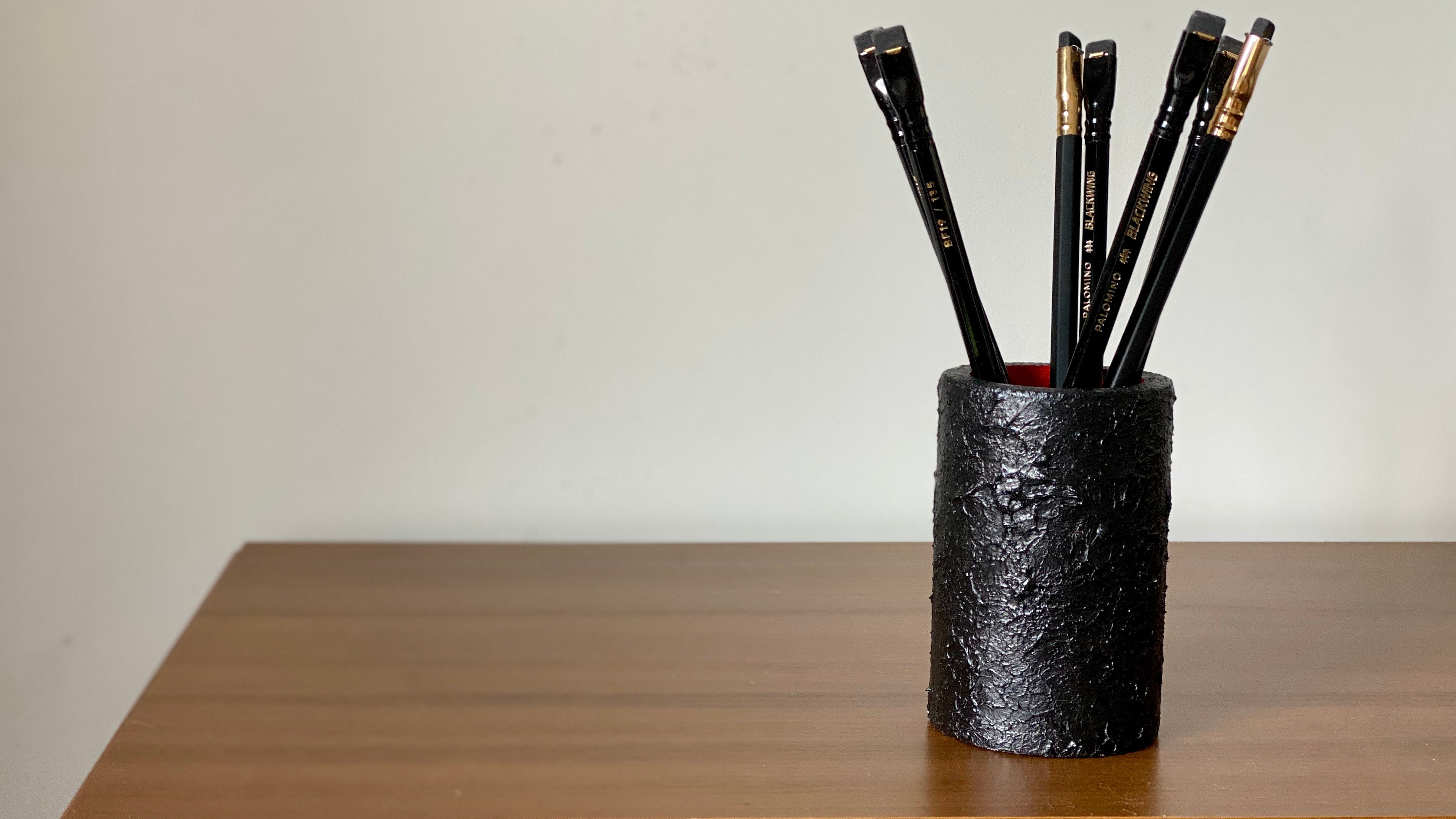 Pencil holder. Black & Red. Black Sheep Handmade