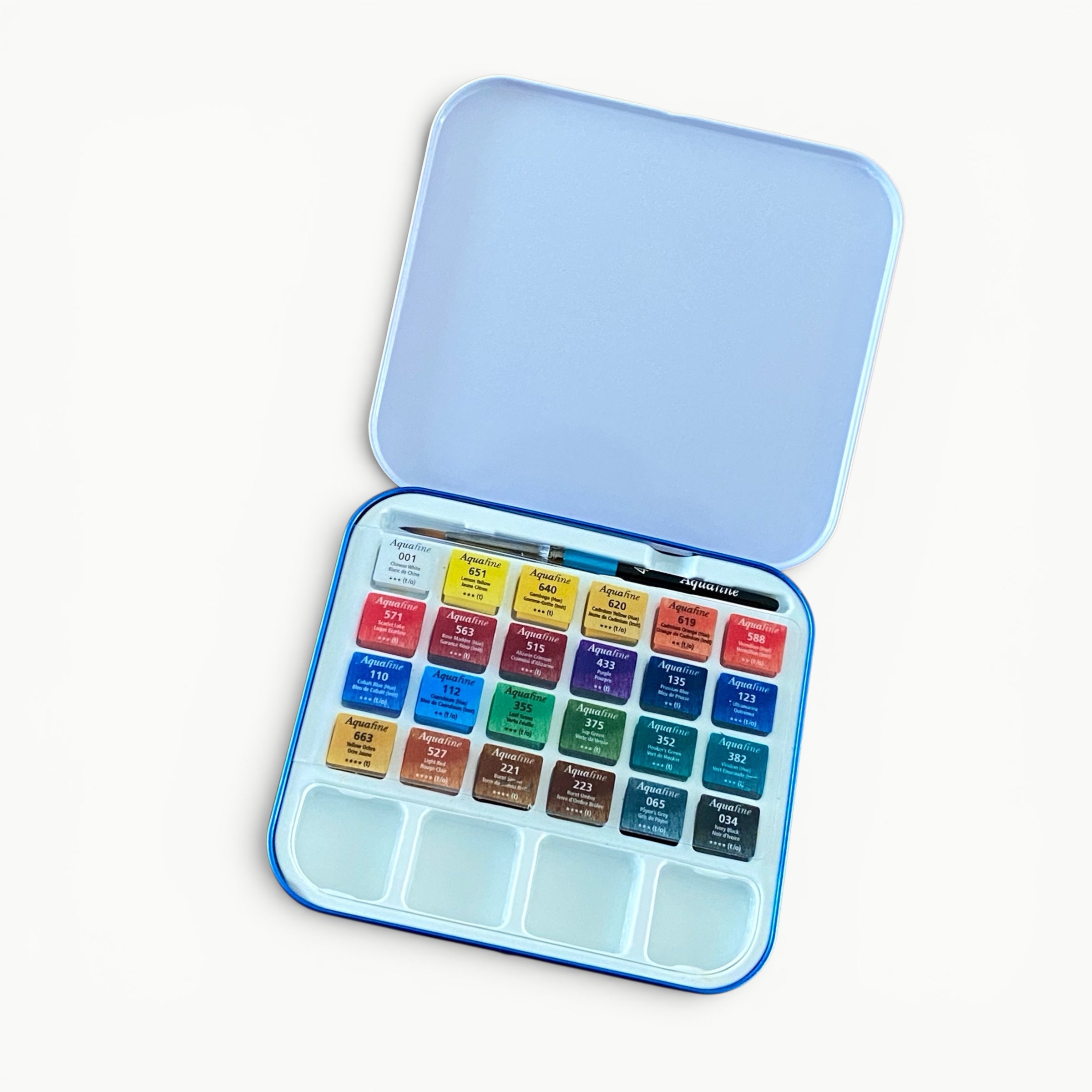 Set de Viaje Aquafine 24 Acuarelas + Pincel. Todo lo que necesitas para pintar donde te inspire el momento.