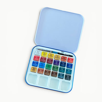 Set de Viaje Aquafine 24 Acuarelas + Pincel. Todo lo que necesitas para pintar donde te inspire el momento. - Black Sheep Handmade