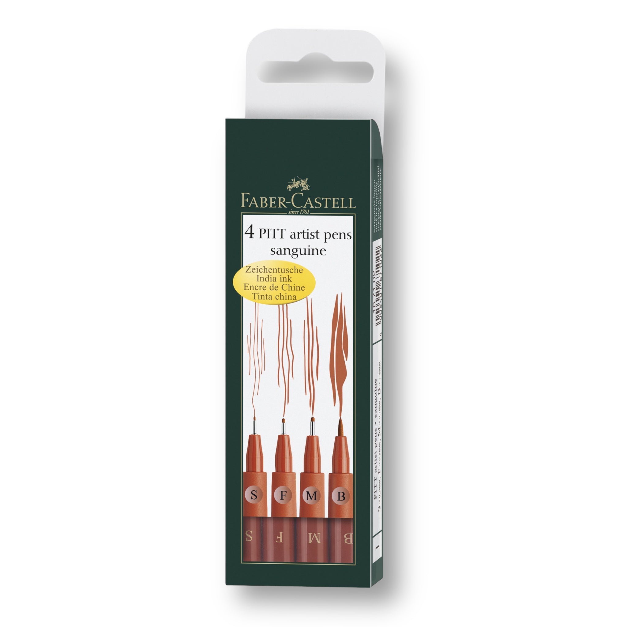 Caja 4 Rotuladores Pitt Artist Pen. Sanguine. Faber-Castell