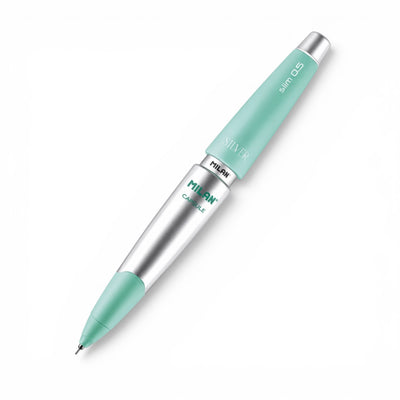 Portaminas MILAN CAPSULE Slim Silver 0,5 mm. Diseño compacto, escritura precisa