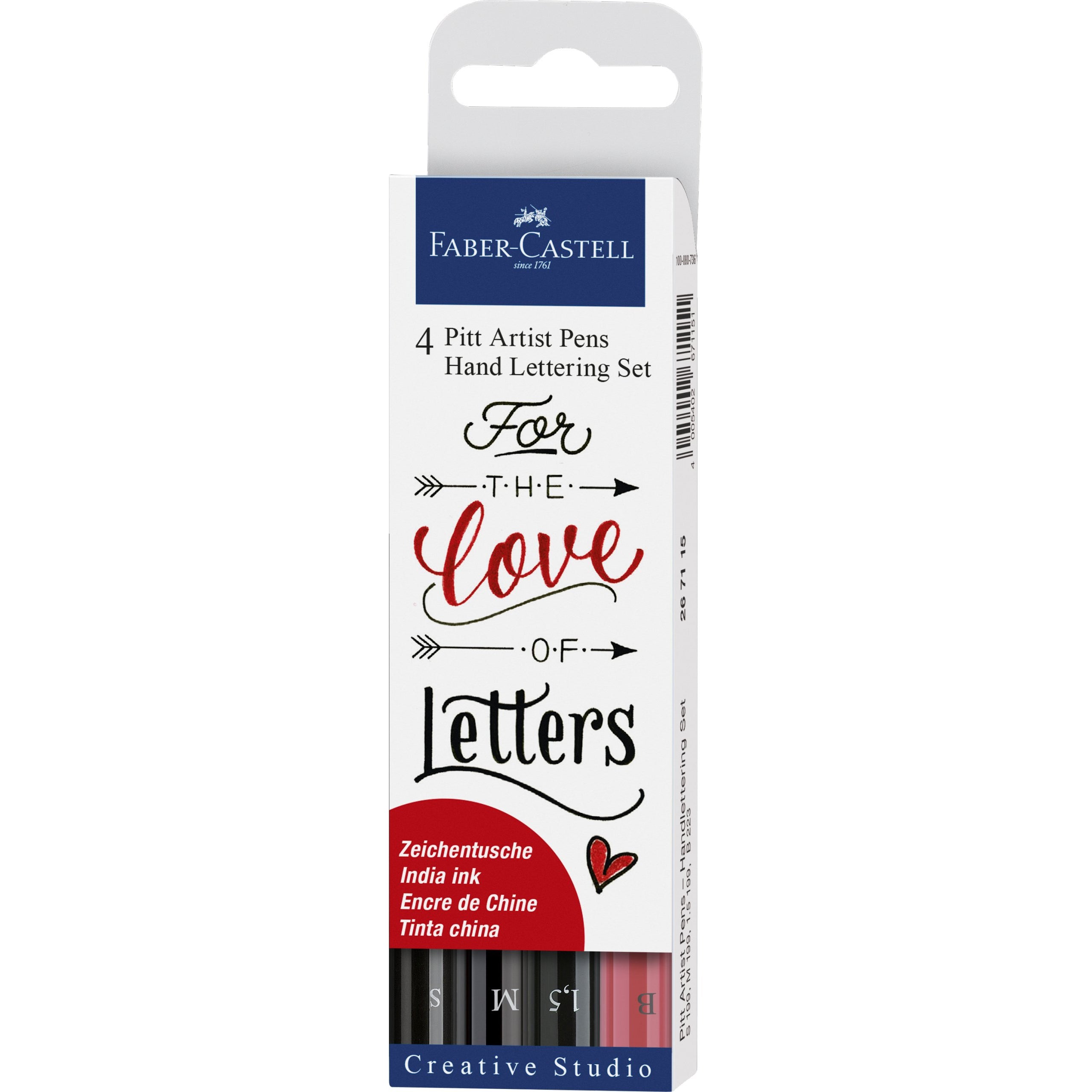 Estuche Hand Lettering con 4 rotuladores Pitt Artist Pen. Faber-Castell - Black Sheep Handmade