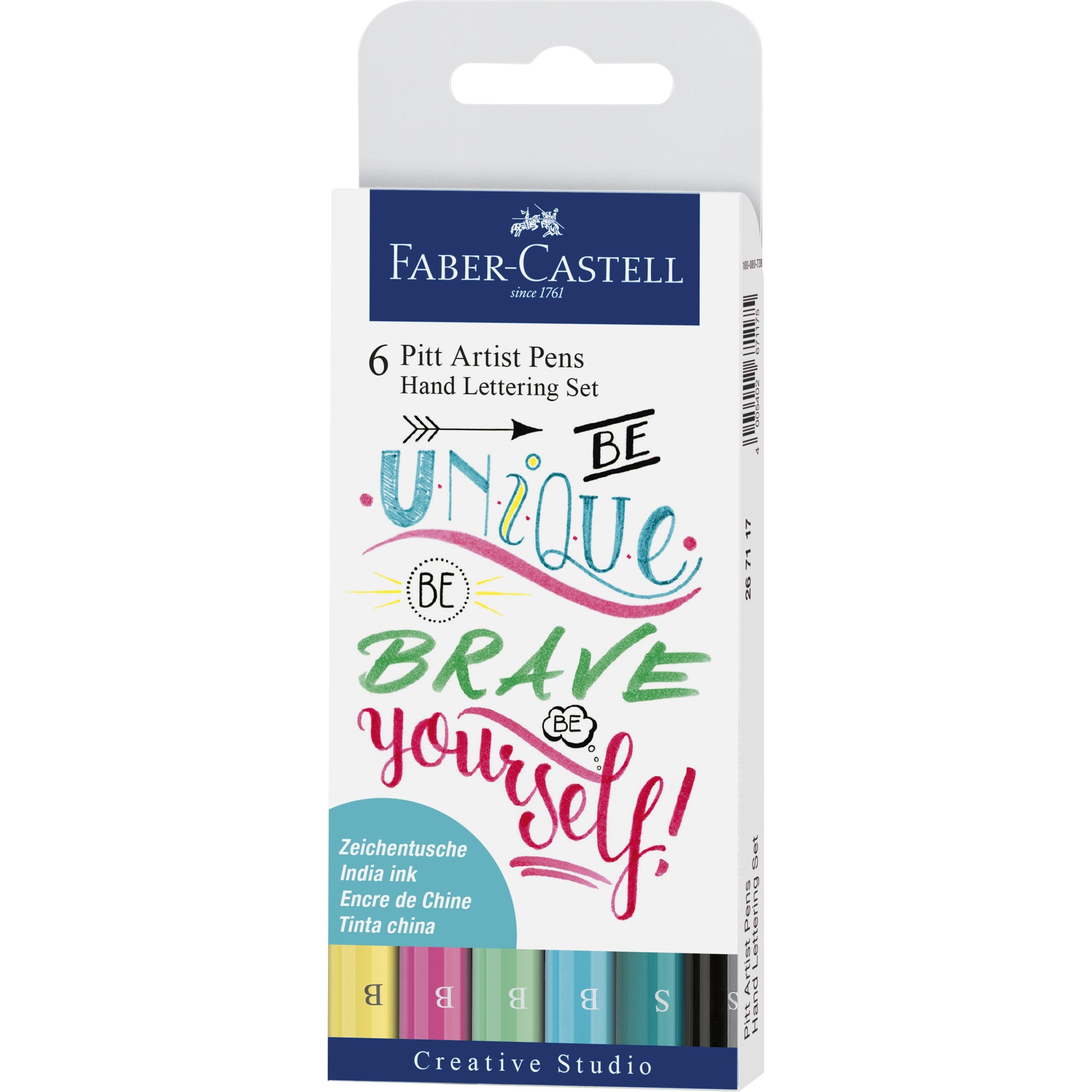 Estuche Hand Lettering con 6 rotuladores Pitt Artist Pen B. Faber-Castell - Black Sheep Handmade