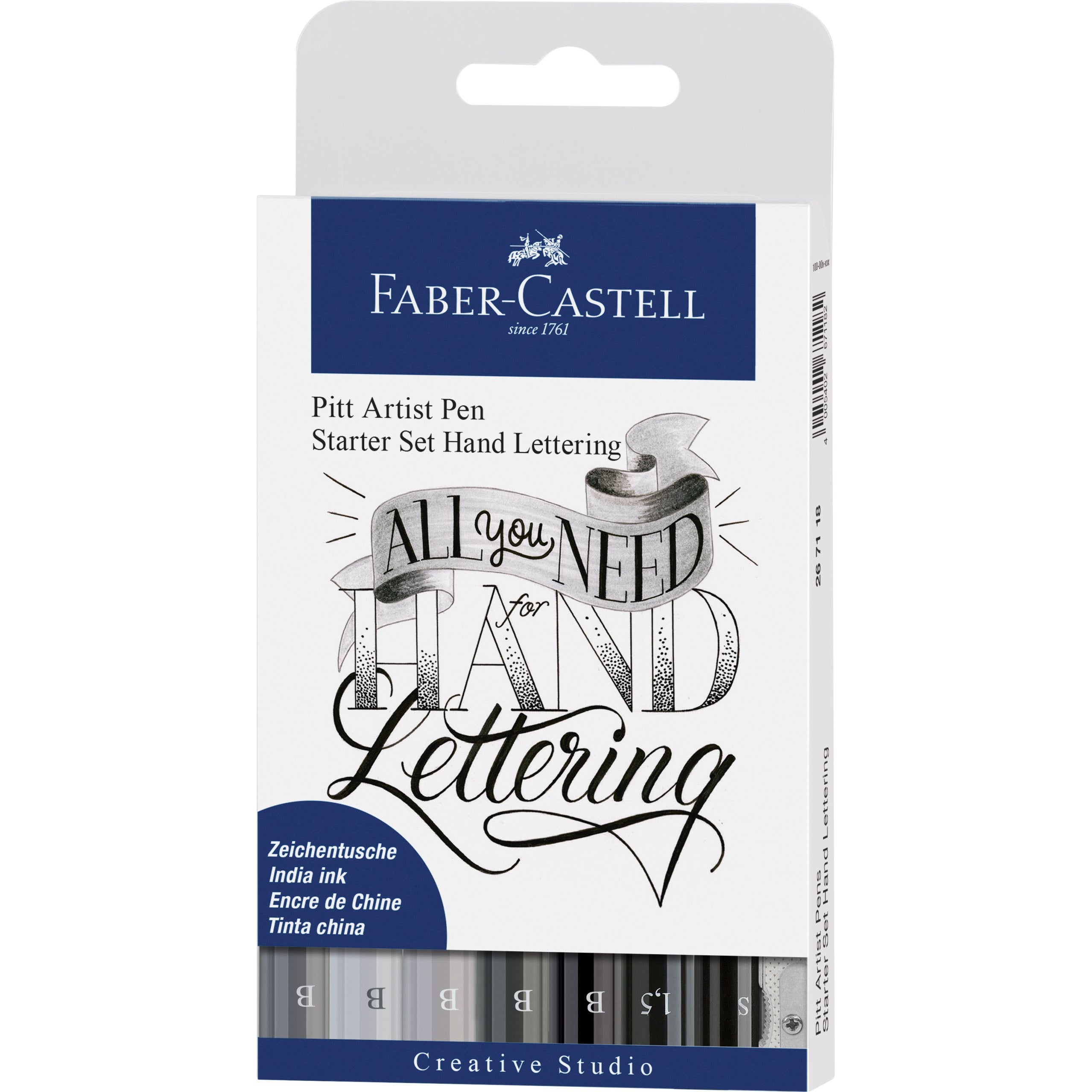 Estuche Hand Lettering con 9 piezas Pitt Artist Pen. Faber-Castell - Black Sheep Handmade