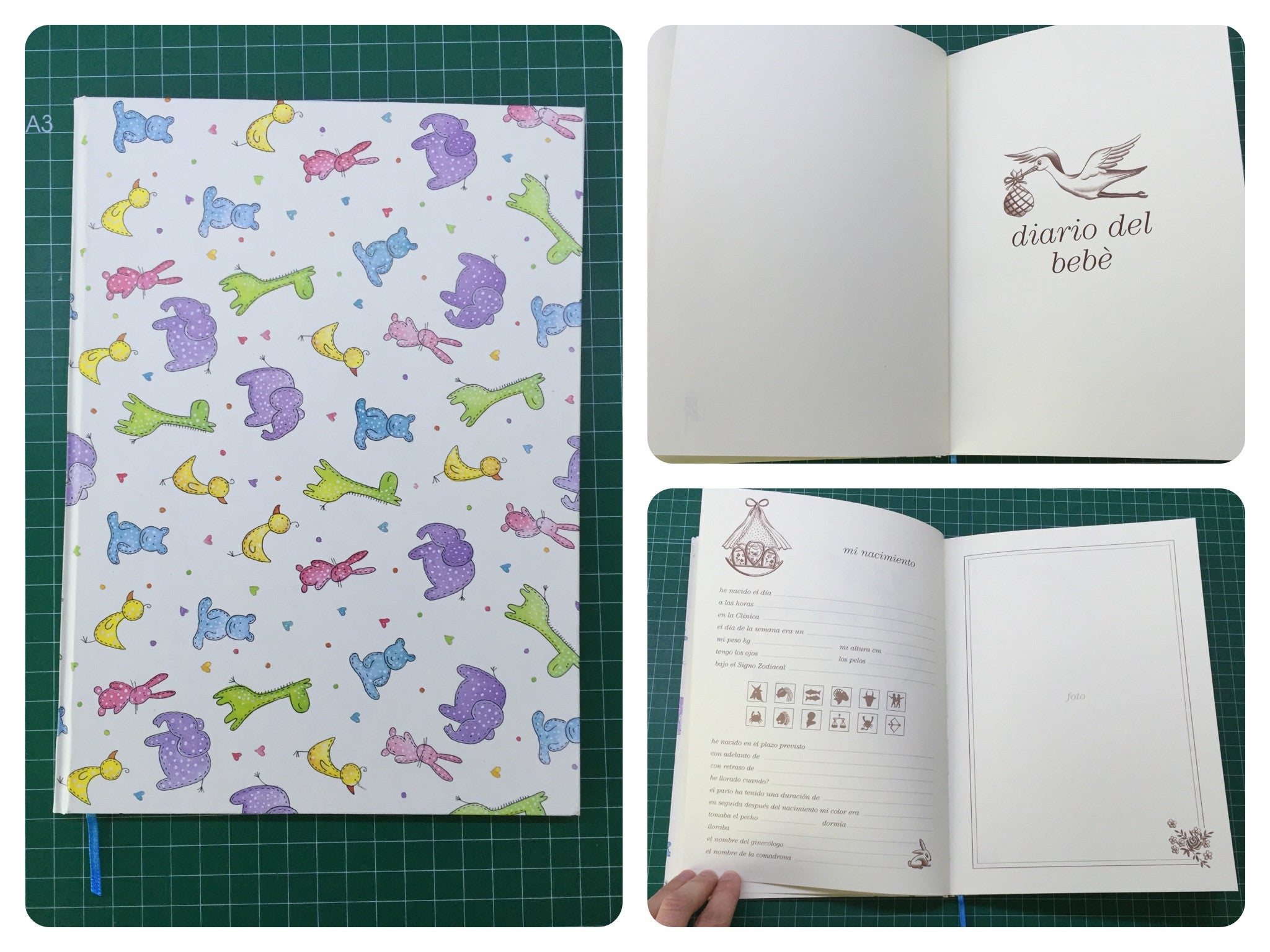 Diario del bebé animalitos - Black Sheep Handmade