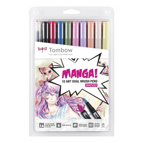 Estuche 10 Rotuladores Dual Brush MANAGA SHOJO. Tombow - Black Sheep Handmade